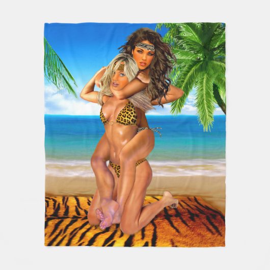 Foxy Oerwoud Wrestlers Fleece Deken (Voorkant)