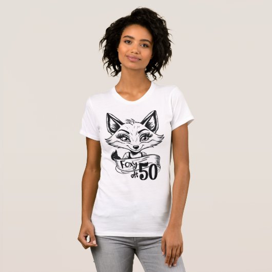 Foxy op 50 | 50ste verjaardag Fox White T-shirt (Voorkant volledig)