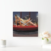 Foxy Penthouse Wrestling Vierkante Klok (Huis)