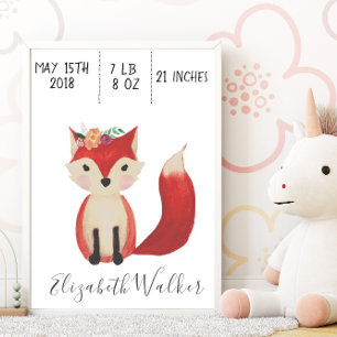 Foxy Personalized Nursery Wall Art Poster