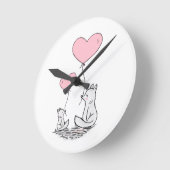 Foxy Pink Hearts Clock Ronde Klok (Hoek)
