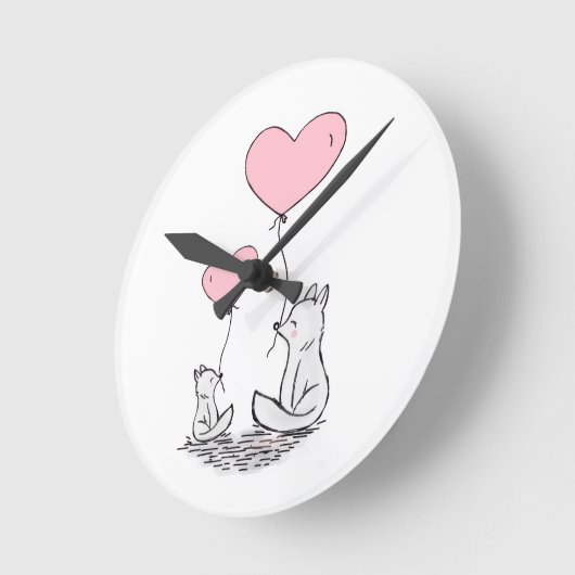 Foxy Pink Hearts Clock Ronde Klok (Hoek)