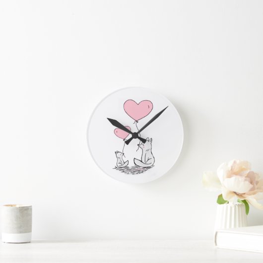 Foxy Pink Hearts Clock Ronde Klok (Huis)