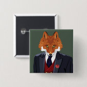 Foxy Portrait Vierkante Button 5,1 Cm (Voorkant /achterkant)