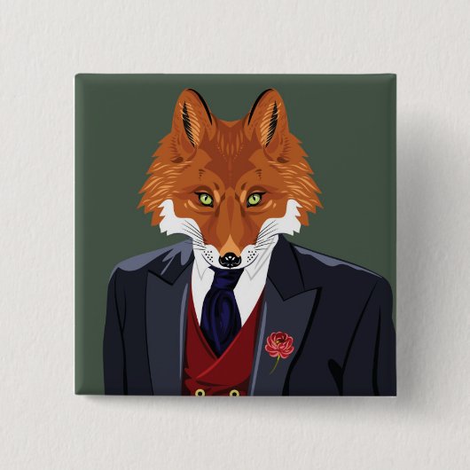 Foxy Portrait Vierkante Button 5,1 Cm (Voorkant)