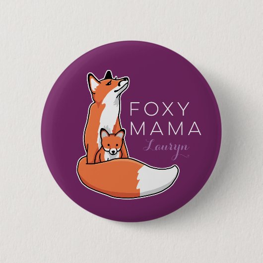 Foxy Rode Vos van Mamma's met Gepersonaliseerd Ronde Button 5,7 Cm (Voorkant)