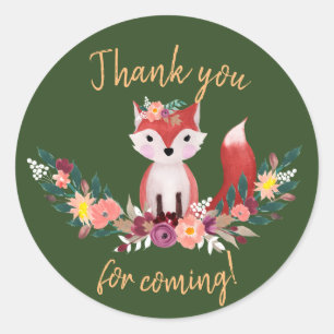 Foxy Round Birthday Sticker