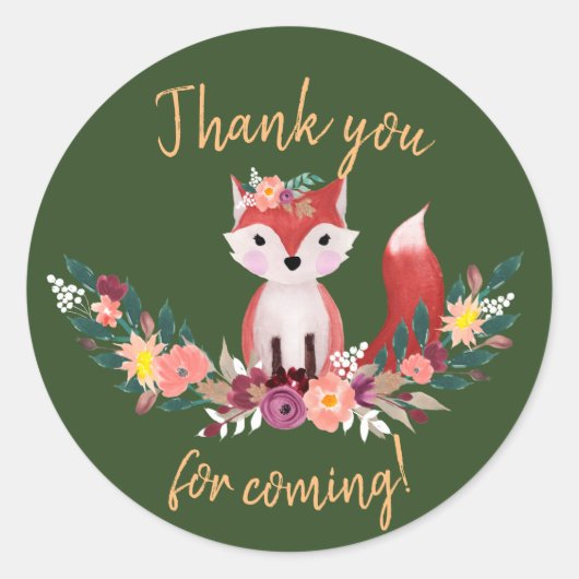 Foxy Round Birthday Sticker (Voorkant)
