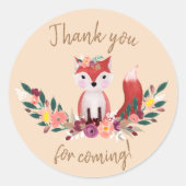 Foxy Round Birthday Sticker (Voorkant)