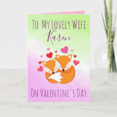 Foxy roze en groene Valentijnsdag voor haar Feestdagen Kaart (Voorkant)