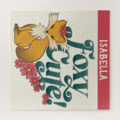 Foxy Schattige met bloemen gepersonaliseerd Legpuzzel (Horizontaal)