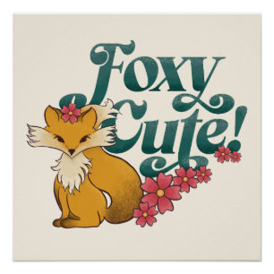 Foxy Schattige met bloemen Perfect Poster