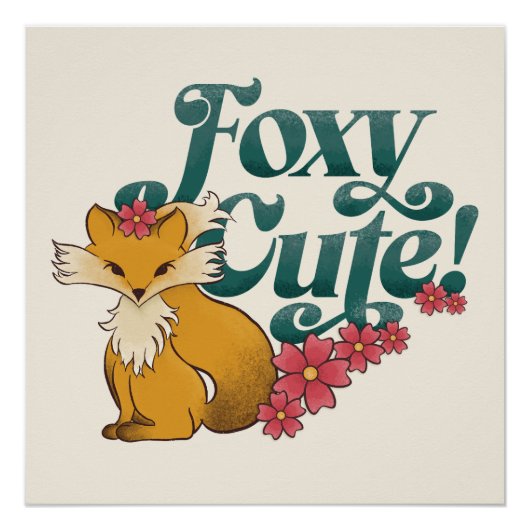 Foxy Schattige met bloemen Perfect Poster (Voorkant)