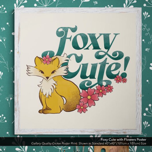 Foxy Schattige met bloemen Poster