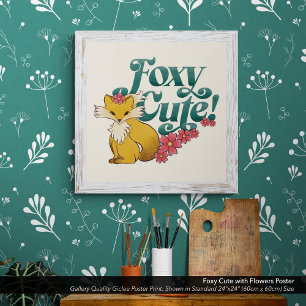 Foxy Schattige met bloemen Poster