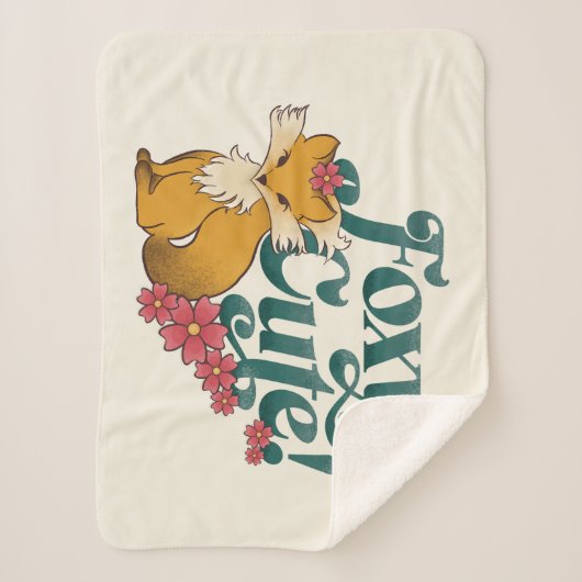 Foxy Schattige met bloemen Sherpa Deken (Voorkant)