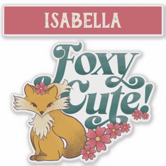 Foxy Schattige met bloemen Sticker (Voorkant)