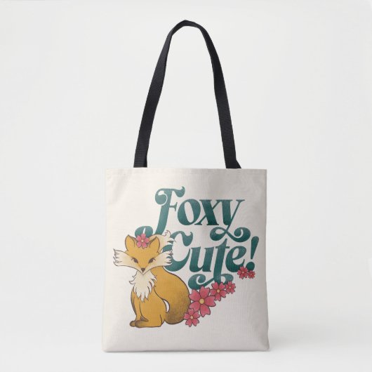 Foxy Schattige met bloemen Tote Bag (Voorkant)