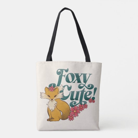 Foxy Schattige met bloemen Tote Bag (Achterkant)