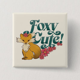 Foxy Schattige met bloemen Vierkante Button 5,1 Cm