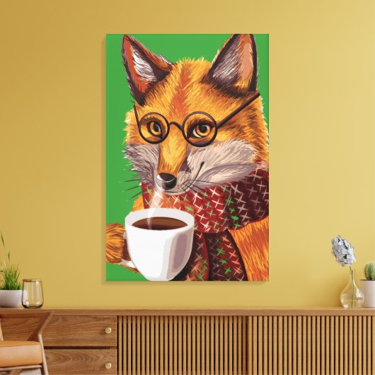 Foxy Tea-tijd Canvas Afdruk (Insitu (Woonkamer))