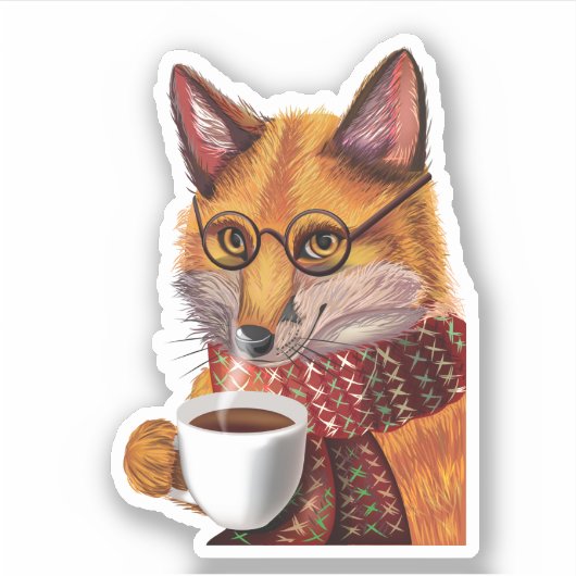 Foxy Tea-tijd Sticker (Voorkant)
