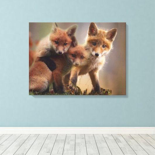 Foxy Triplets Canvas Afdruk (Insitu (Houten vloer))