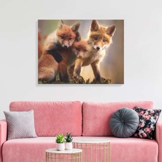 Foxy Triplets Canvas Afdruk (Insitu (Woonkamer))