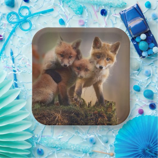 Foxy Triplets Papieren Bordje (Feest)
