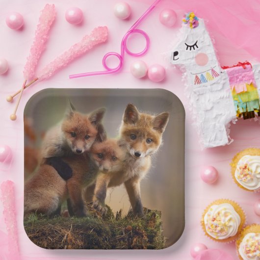 Foxy Triplets Papieren Bordje (Feest)