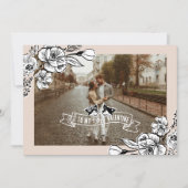 Foxy Valentijn Cartoon Fox geschetste bloemen foto Feestdagenkaart (Voorkant)