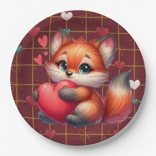 Foxy Valentijn Papieren Bordje (Voorkant)