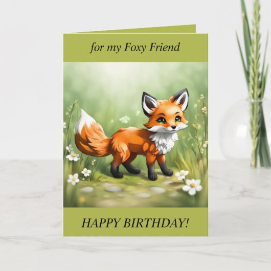 Foxy Vriend Verjaardag Kaart (Voorkant)