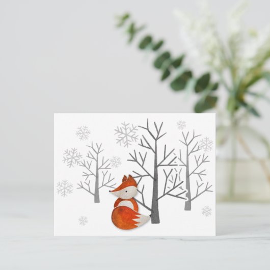 Foxy Winter Forest Briefkaart (Staand voorkant)