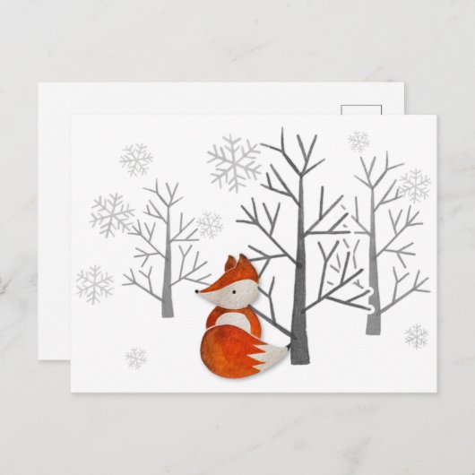 Foxy Winter Forest Briefkaart (Voorkant / Achterkant)