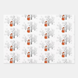 Foxy Winter Forest Inpakpapier Vel