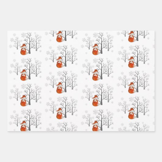 Foxy Winter Forest Inpakpapier Vel (Voorkant)