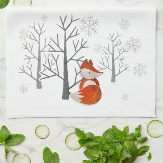 Foxy Winter Forest Kitchen Towel Theedoek (Gevouwen)