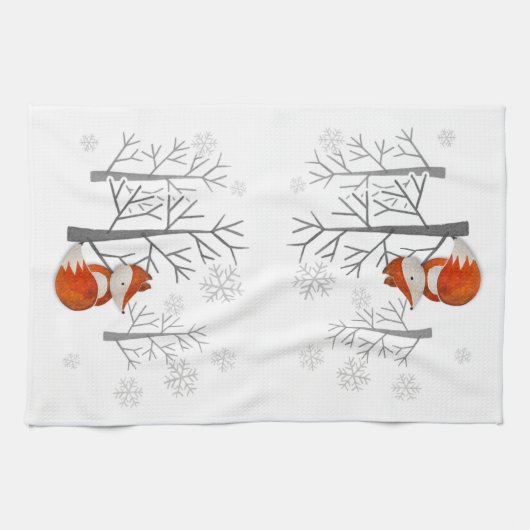 Foxy Winter Forest Kitchen Towel Theedoek (Horizontaal)