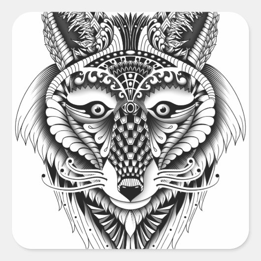 Foxy Wolf Vierkante Sticker (Voorkant)