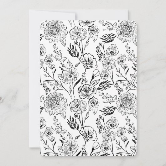 Foxy Woodland Fox bruid Elegante geschetste bloeme Kaart (Achterkant)