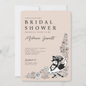 Foxy Woodland Fox bruid Elegante geschetste bloeme Kaart (Voorkant)