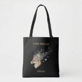 Foxy Writer Celestial Dream | Whimsical Fox & Quil Tote Bag (Voorkant)