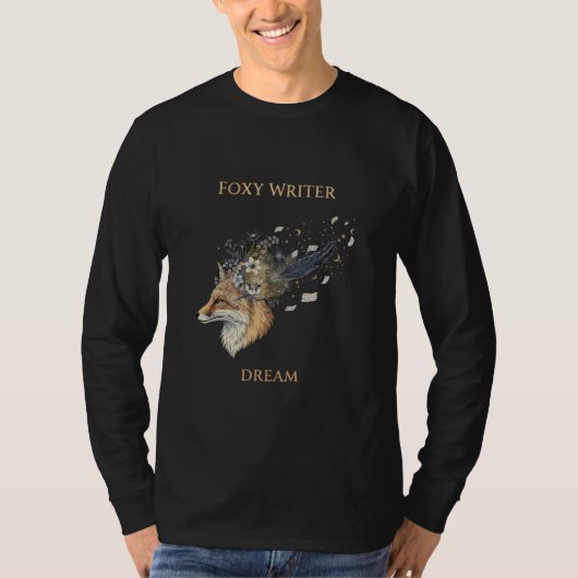 Foxy Writer Celestial Dream | Whimsical Vos & Quil T-shirt (Voorkant)