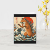 Foxzilla Fox Japanse kunst grappig voor mannen Vro Kaart (Gele Bloem)