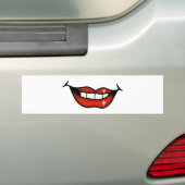 FPA0106 RED LIPS OPEN MOUTH TEETH SMILE HAPPY BUMPERSTICKER (Op auto)