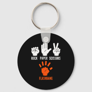 Fps-gamer grapjas steen papier flashbang sleutelhanger
