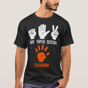 Fps-gamer grapjas steen papier schaar flashbang t-shirt