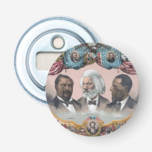Fr3d3rick Bailey Douglass met zwarte abolitionist Button Flesopener (Voorkant)