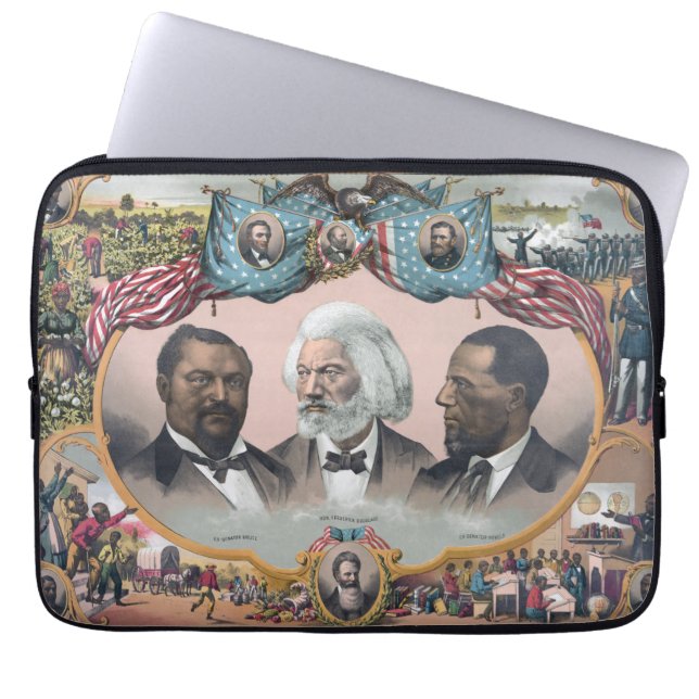 Fr3d3rick Bailey Douglass met zwarte abolitionist Laptop Sleeve (Voorkant)
